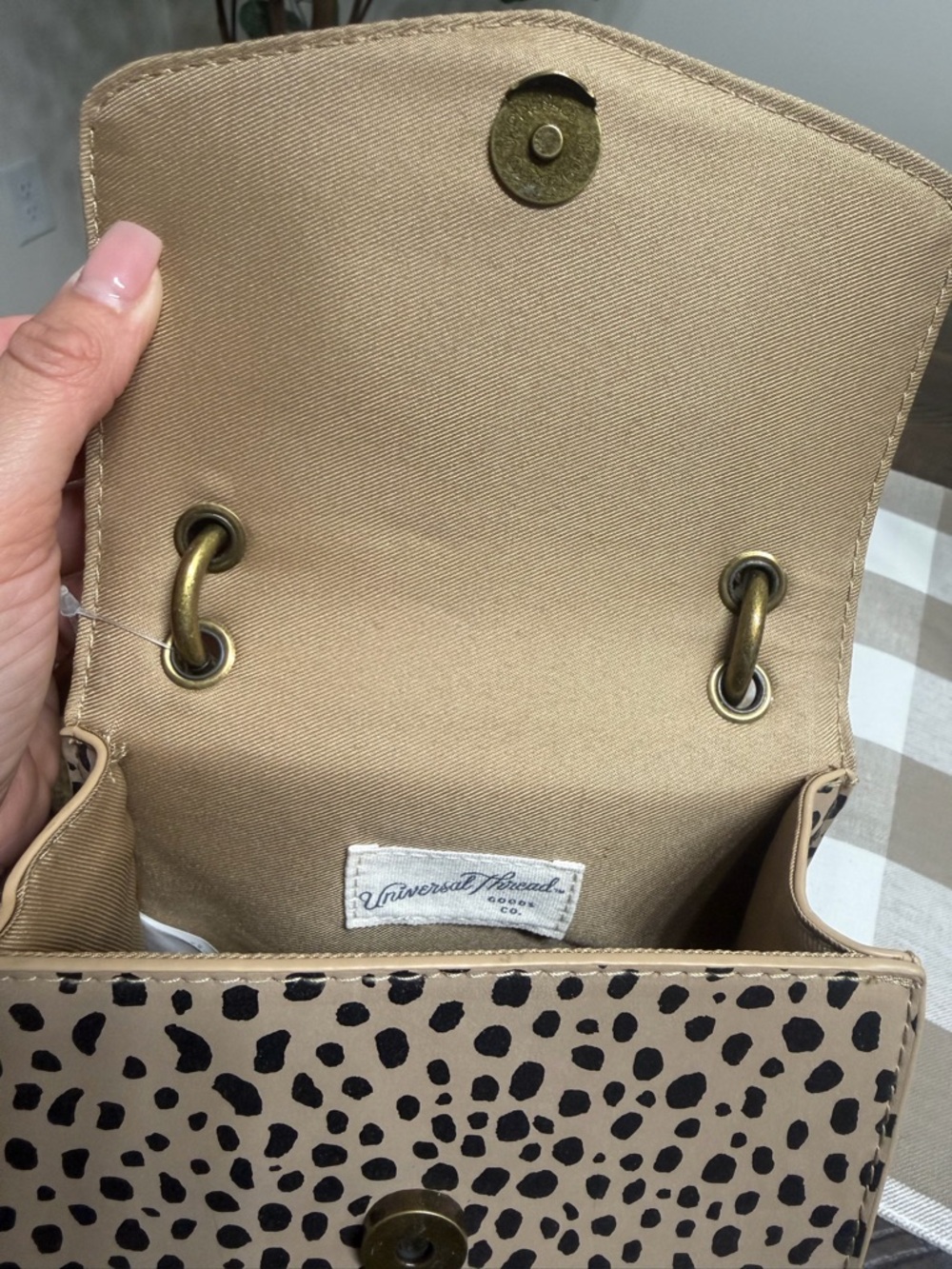 Universal Thread Beige and Black Leopard-Print Mini Satchel - Picture 6 of 11